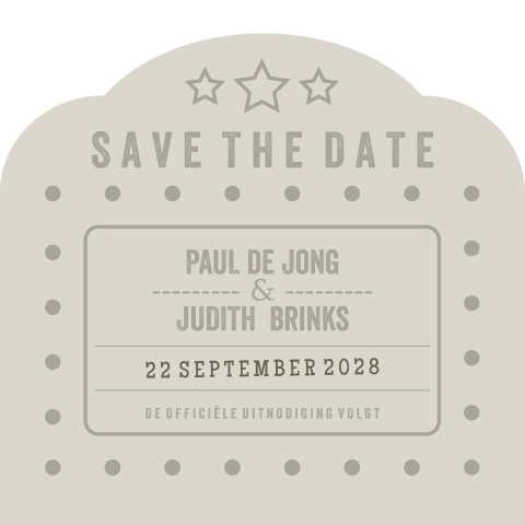 Save the date festival ticket beige stans