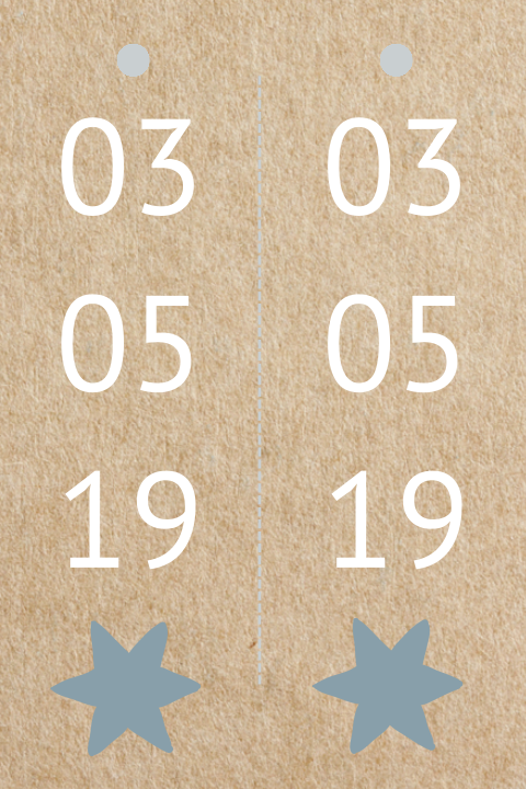 Langwerpig DIY kaartje met geboortedatum met ster