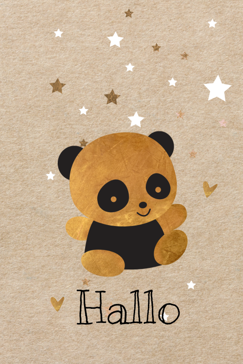 Lief enkel kraft aankomstkaartje meisje met lief koper gekleurde panda