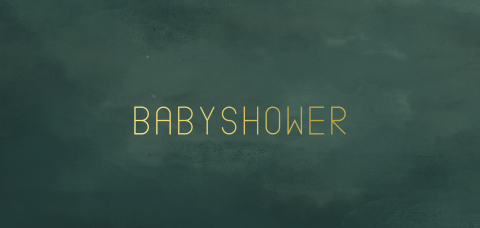 Babyshower goudfolie met donkergroene watercolor