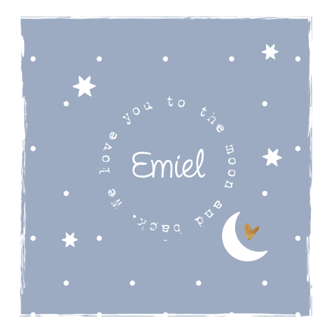 Schattig adoptiekaartje stempel en Back To Moon vers