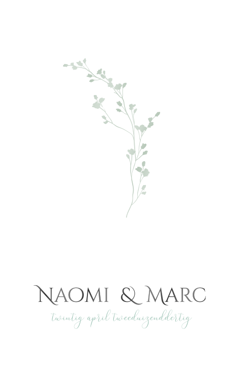 Boogvormige trouwkaart met hoogglans lak en takje