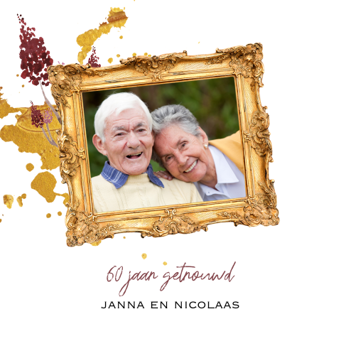 Chique 60 jarig huwelijksjubileumkaart goudlook verf