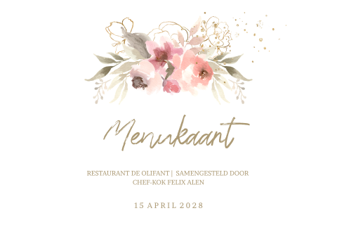 Dubbele bohemian pastel tint bloemen menukaart
