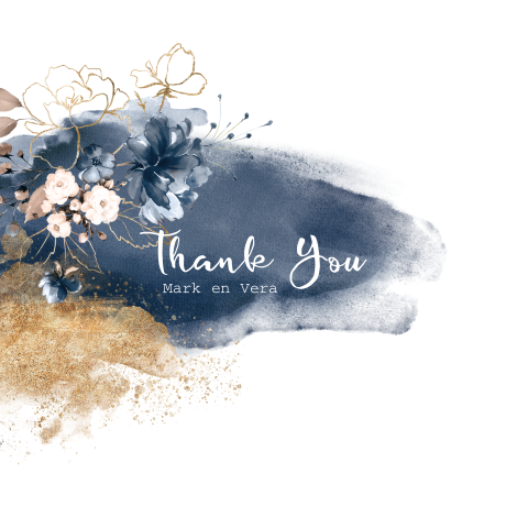 Dusty navy blue bedankkaartje bruiloft