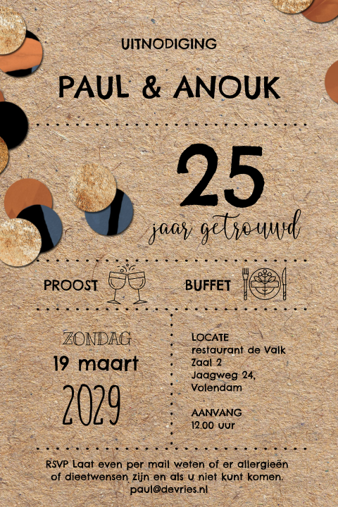 Kraft look 25 jarig jubileum uitnodiging
