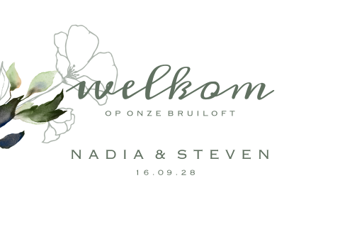 Welkomstposter watercolor greenery penseelbloem