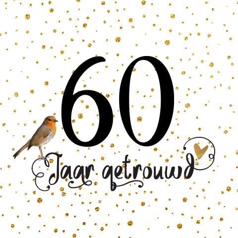 60 jaar getrouwd uitnodiging diner goud confetti en handlettering