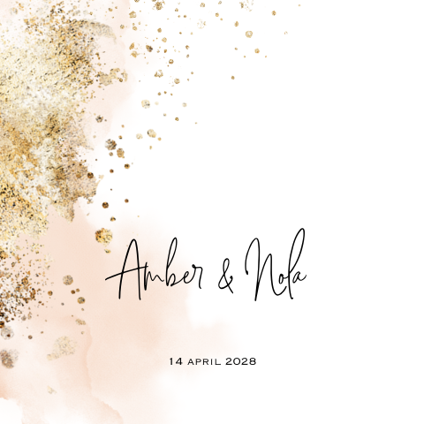 Lief geboortekaartje meisjes tweeling roze watercolor goud look