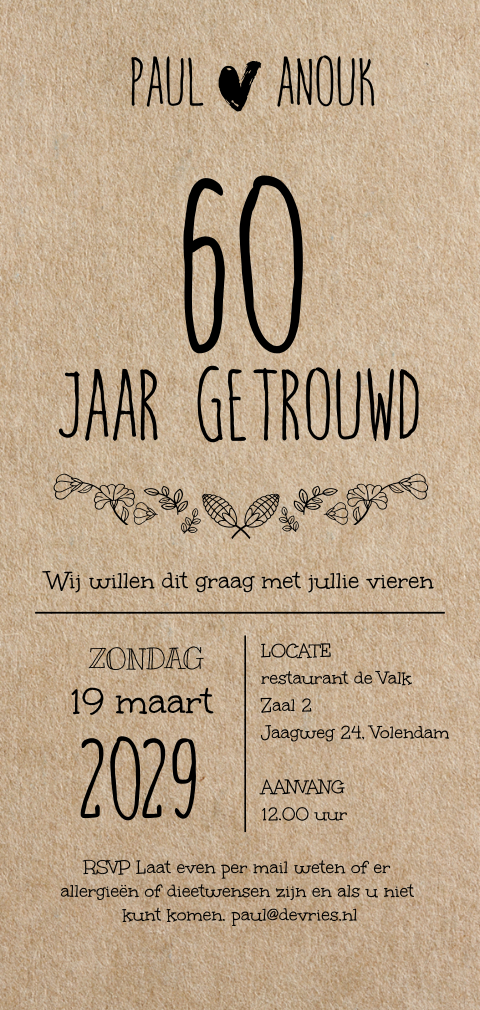 Hippe staande kraft look uitnodiging 60 grafisch zelf maken