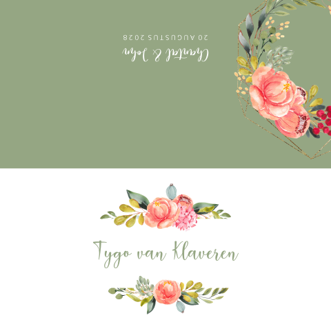 Forest Queen bloemen naamkaartje dubbel te vouwen