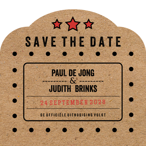 Save the date festival ticket kraft look stans