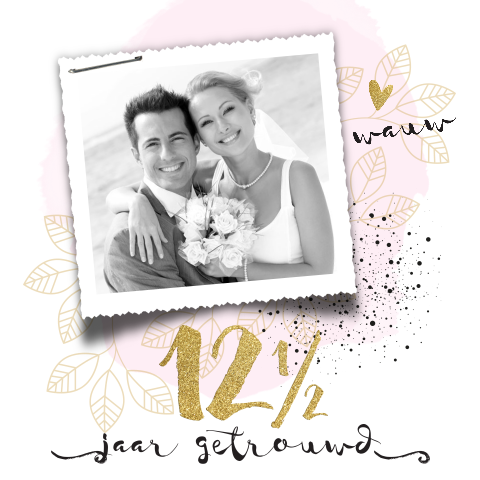 12,5 jarig foto jubileum uitnodiging met watercolor en glitter