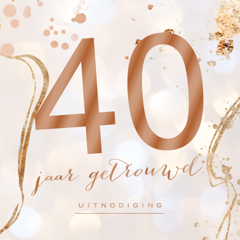 Uitnodiging 40 jubileum roze met hoogglans koper lak