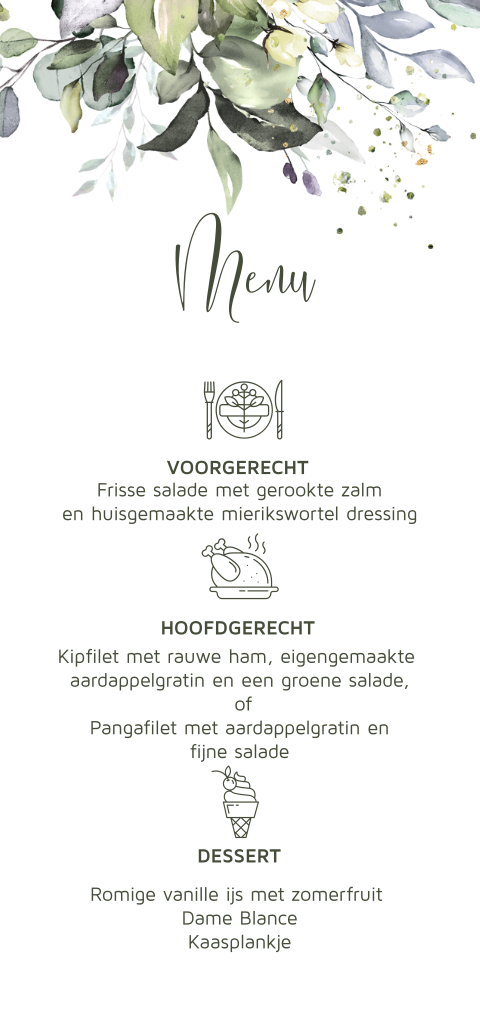 Eucalyptus menu en drank kaart trouwen icoon