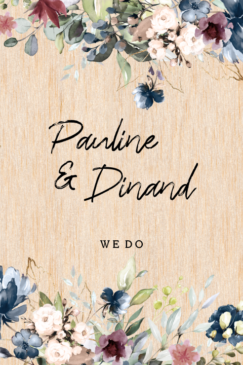 Op hout gedrukt trouwkaart warme blue watercolor