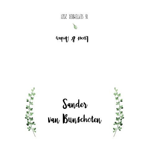Botanisch aquarel naamkaartje om dubbel te vouwen