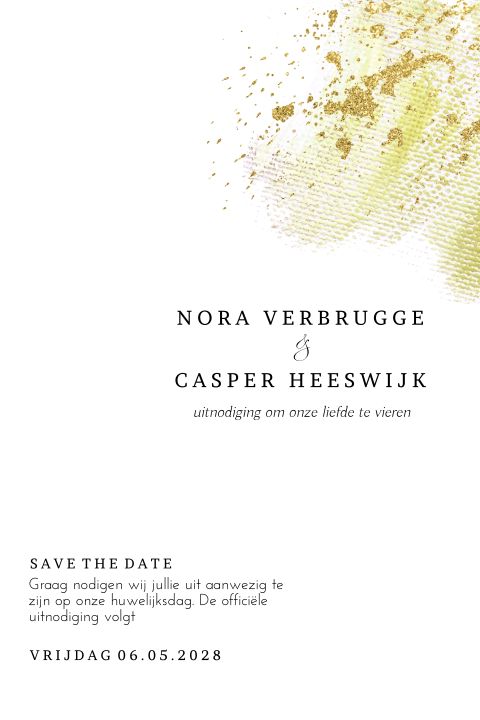 Romantic save the date kaart olieverf penseel streep