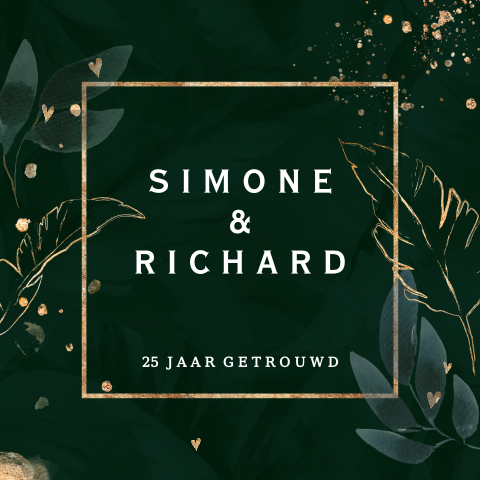 Groene uitnodiging 25 jubileumkaart boho