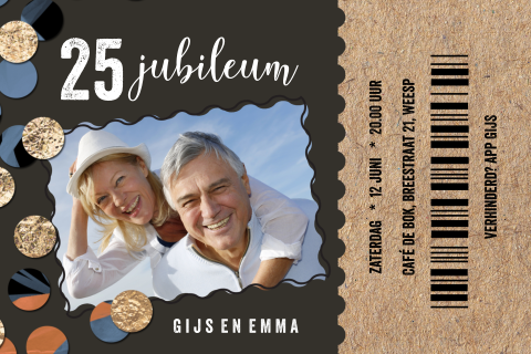 Uitnodiging 25 jarig huwelijksjubileum ticket