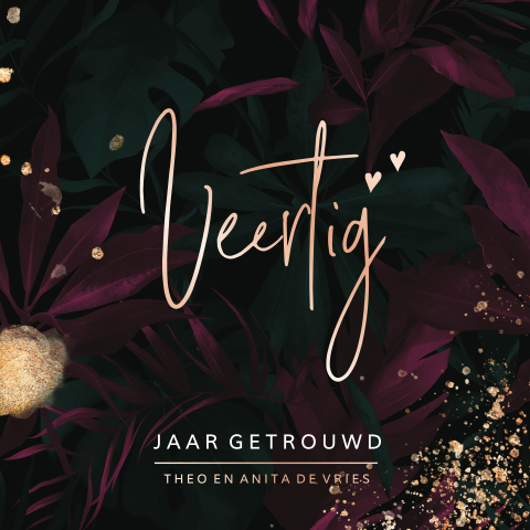 Jungle 40 jaar getrouwd donkergroen en foliedruk