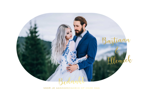 Eegant white foto bedankkaart met goudfoliedruk