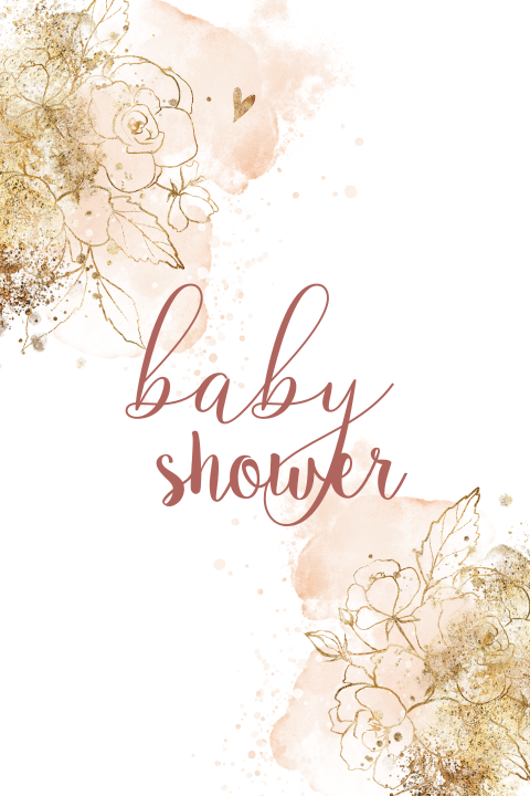 Babyshower kaartje roze watercolor goudpoeder