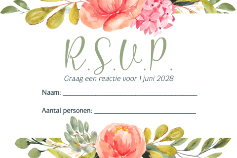 Forest Queen watercolor rsvp kaartje bij trouwkaart