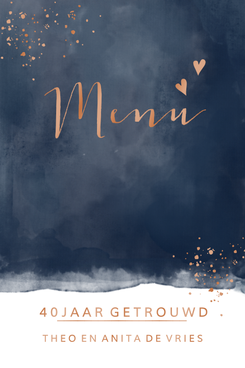 Luxe menukaart met koperfolie en aquarel