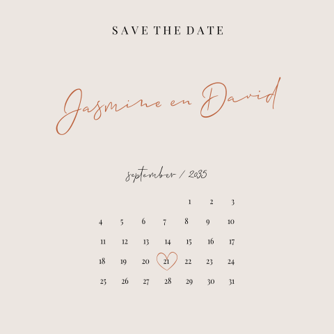 Een save the date kaart met kalender