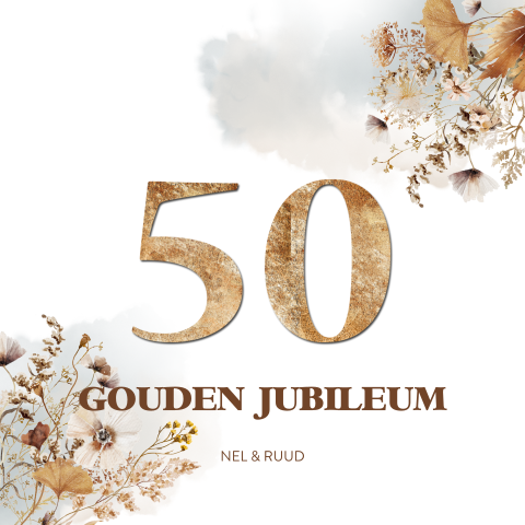 Gouden jubileum bloemen enkele uitnodiging