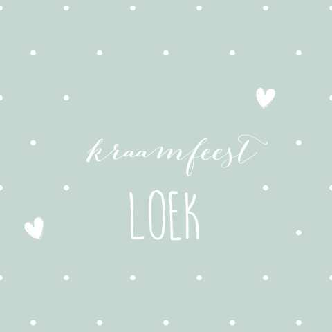 Kraamborrel kaartje jongen met stippen in mint groen