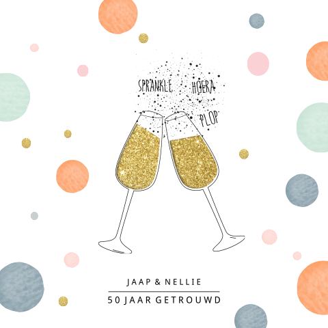Champagne glazen 50 jarig huwelijksjubileum uitnodiging