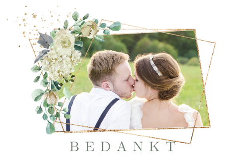 Enkele foto bedankkaart trouwen industrial romance