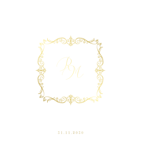 Klassieke trouwkaart met ornament in goudfolie