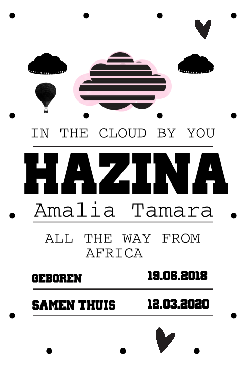 Enkel hip aankomstkaartje voor meisje zwart wit