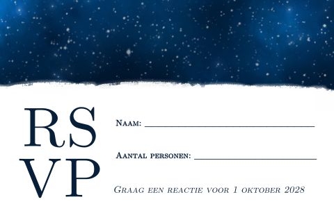 Starry night rsvp kaartje bij trouwkaart sterrenhemel