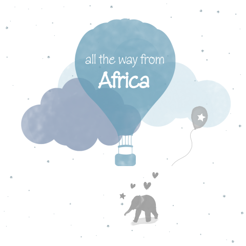 Vrolijk adoptiekaartje met lief olifantje en luchtballon