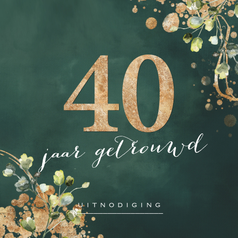 Watercolor uitnodiging jubileum 40 groen goud look kleur