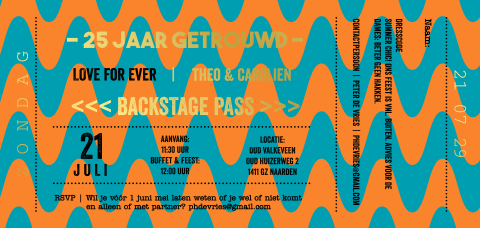 Moderne ticket jubileum uitnodiging golf 25 jaar