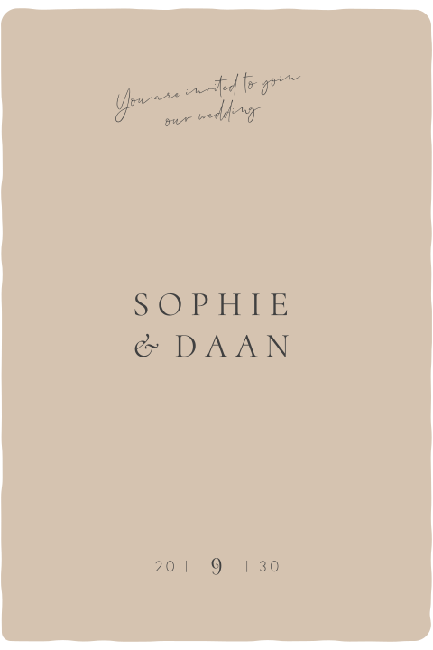 Minimalistische trouwkaart met golvend randje