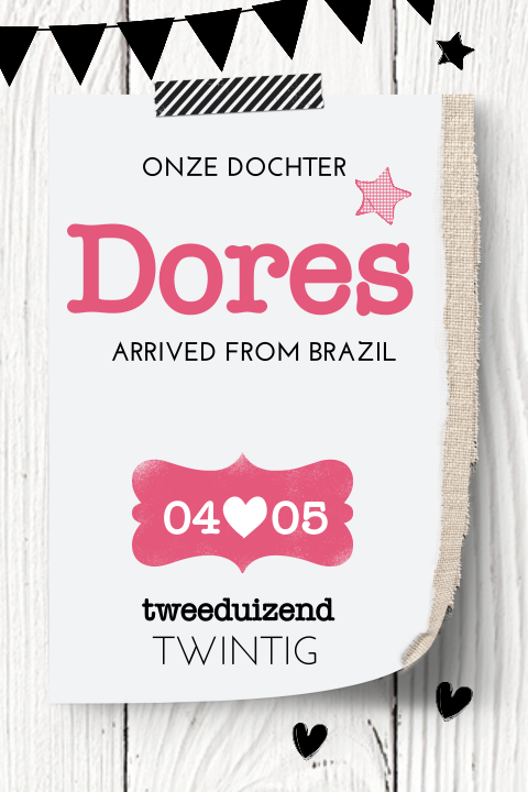 Hip enkel aankomstkaartje meisje hout en slinger