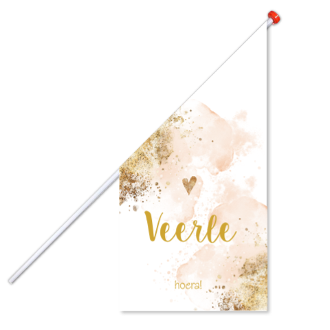 Geboortevlag  meisje roze watercolour met goudlook spetters