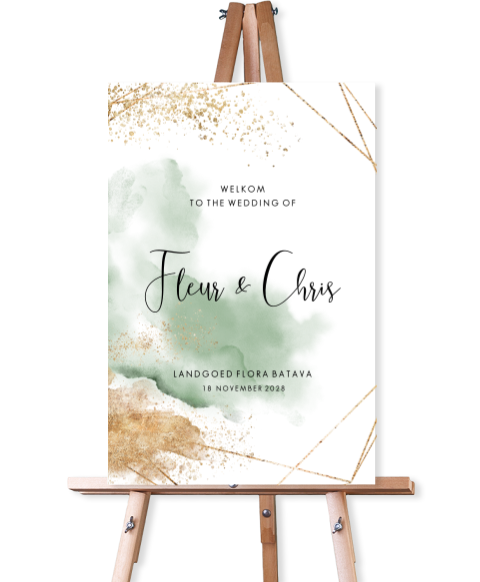 Botanisch en geometrisch groen goudkleur