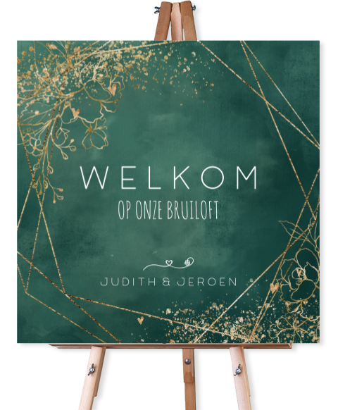 Poeder groene bord goudlook penseel spetters