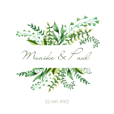 Moderne trouwkaart met takjes