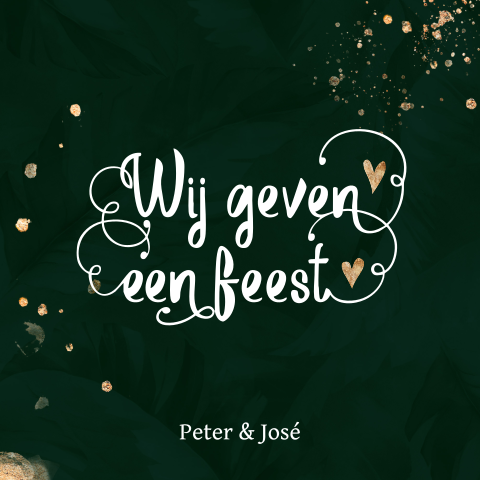 Wij geven een feest uitnodiging modern donker groen