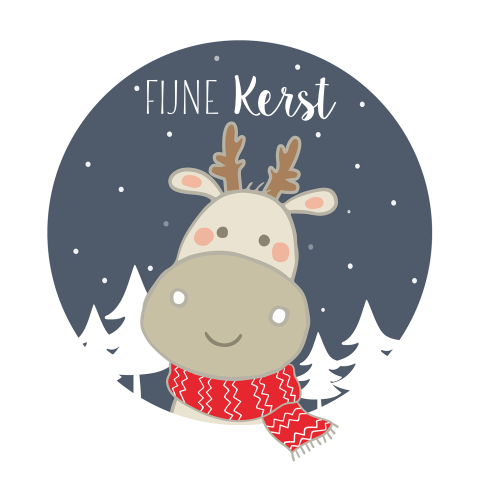 Kerstkaart Nijlpaard met rode sjaal