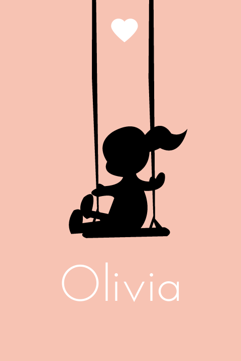 Geboortekaartje meisje silhouet schommel