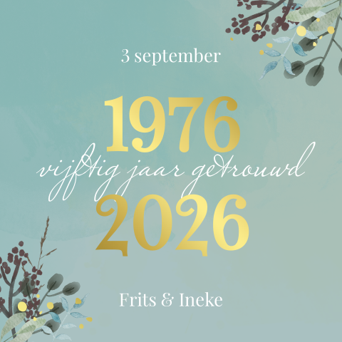 Vrolijke jubileum uitnodiging 50 jaar getrouwd